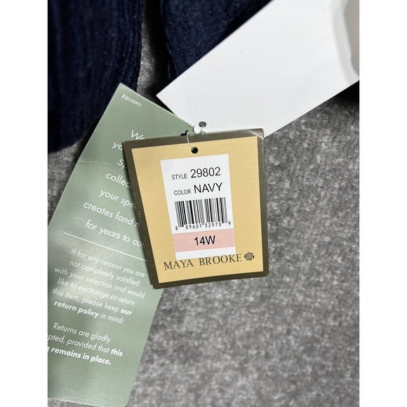 Maya Brooke Crinkle Sequin Lace Open Front Blazer Jacket Women 14W Navy Blue NWT - Picture 5 of 16